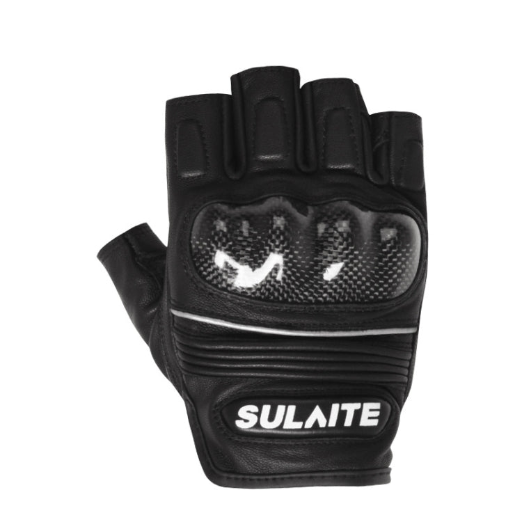 SULAITE Guantes Medio Dedo Fibra De Carbono Motocicleta