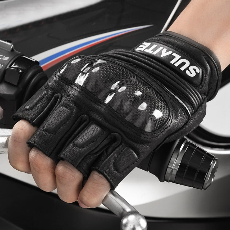 SULAITE Guantes Medio Dedo Fibra De Carbono Motocicleta