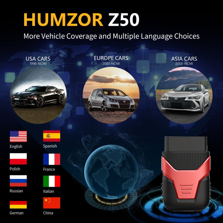 HUMZOR OBD2 Bluetooth 5.2 Escáner Portátil Para Vehículos