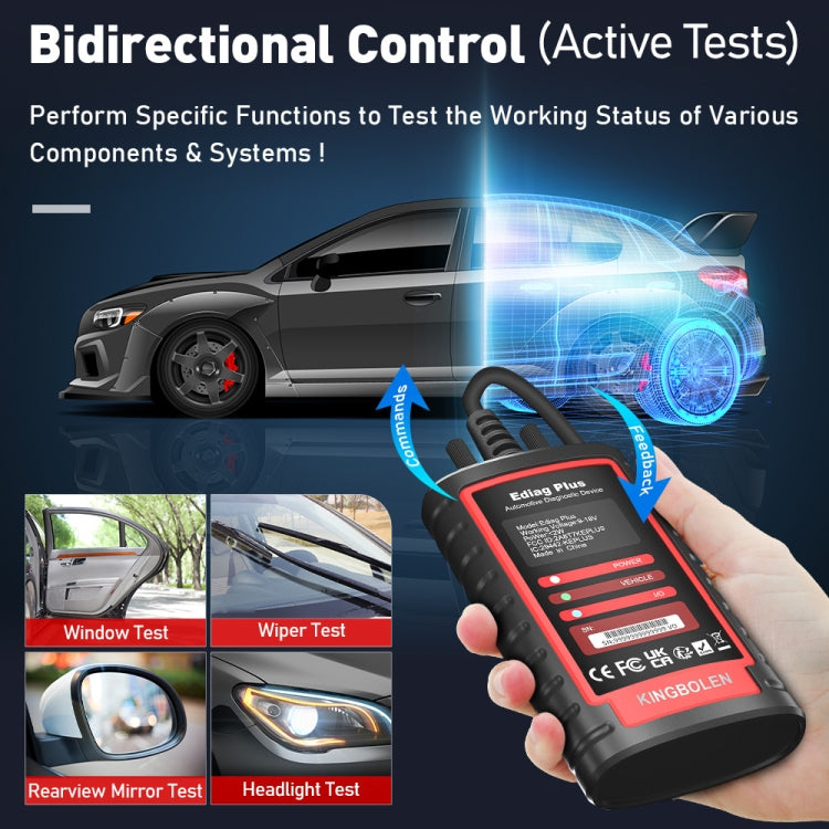 Kingbolen OBD2 Herramienta Diagnóstico Bluetooth 5.0BLE Android iOS Vehículos