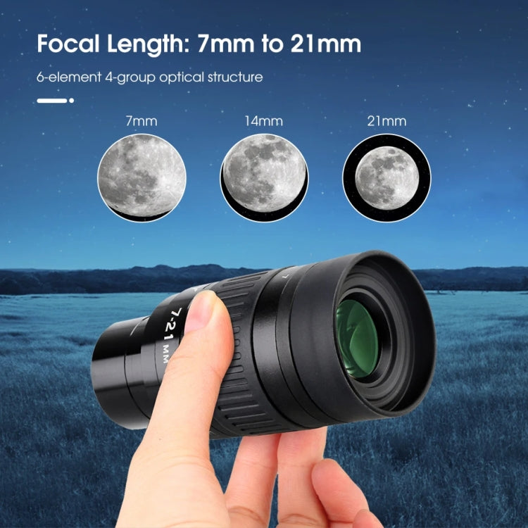 SVBONY SV135 Ocular Telescopio Con Zoom 1,25 Pulgadas 7-21 mm
