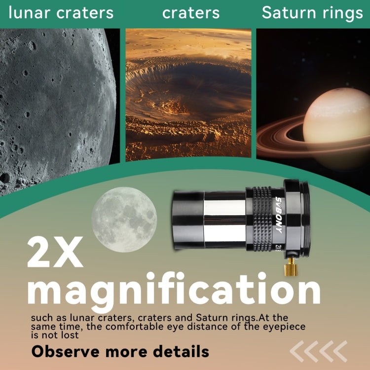 SVBONY SV137 Ocular Telescópico 2X 1,25 Pulgadas M42