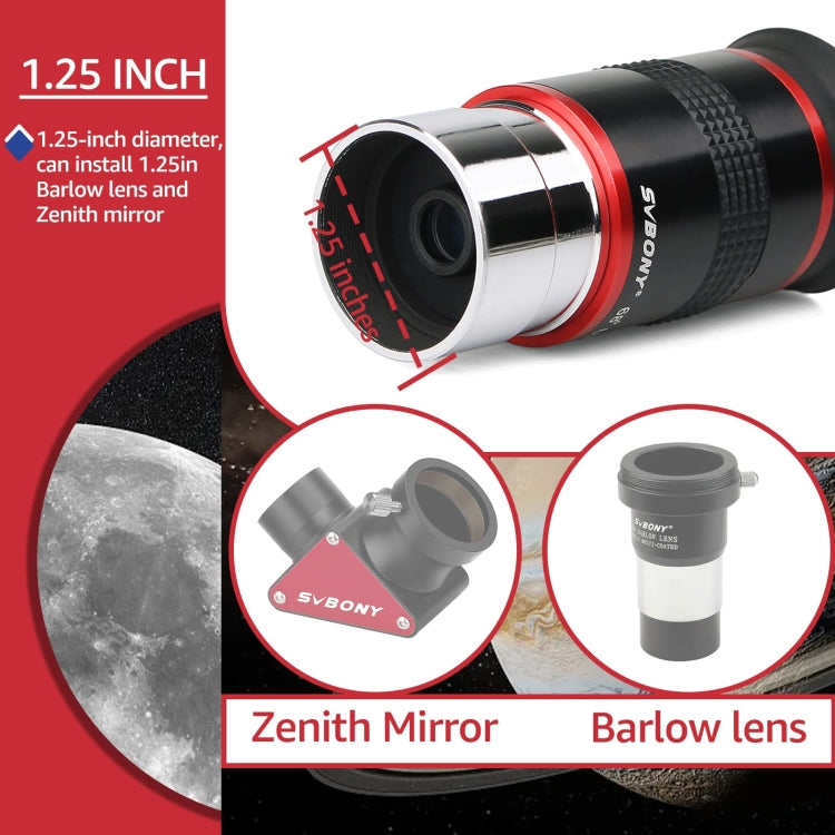SVBONY F9152A Ocular Para Telescopio 1,25 Pulgadas 68 Grados