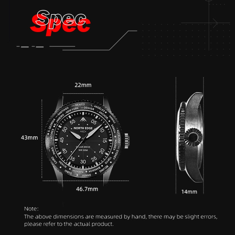 North Edge Reloj Deportivo Movimiento Solar Cuarzo
