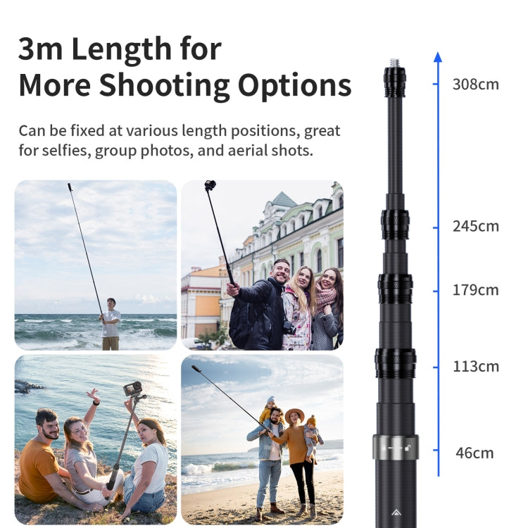 aMagisn Selfie Stick Fibra de Carbono 3 Metros Ultraligero