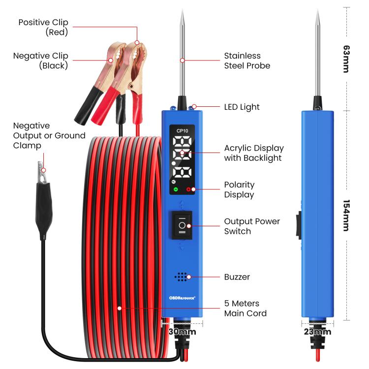 OBDResource 0-80V Probador de Circuitos Automotriz Portátil