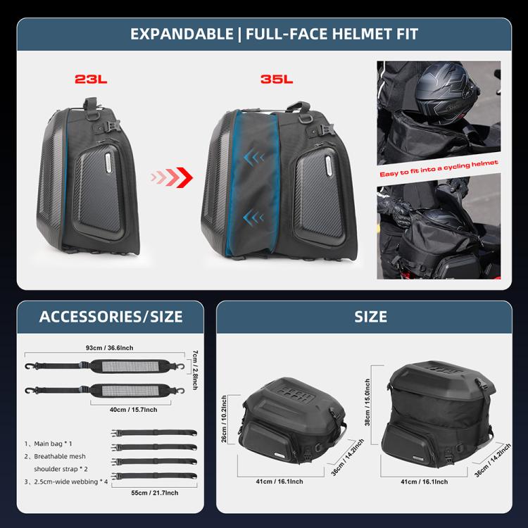Rhinowalk MT2335 Bolsa Motocicleta Expandible 23L-35L