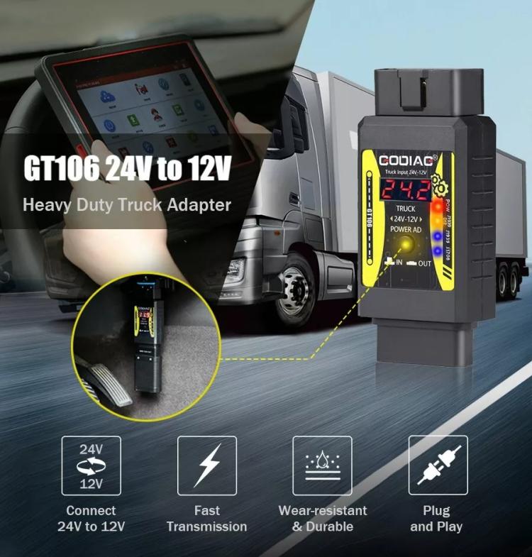 GODIAG GT106 PLUS Adaptador Diagnóstico Convierte 24V a 12V