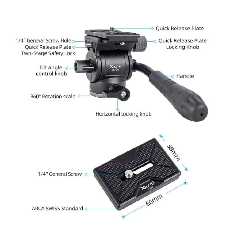 XILETU LS2A 360 Grado Panoramico Mini Cabezal de Bola Trípode