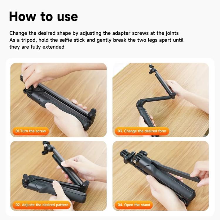 TELESIN Trifold Trípode Soporte Triple Ajustable Para Cámara