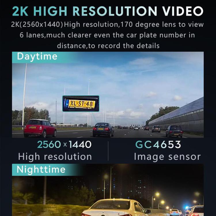 Anytek T2 PRO Dash Cam 2K Frontal Oculta 3Inch Grabación Dual Trasera
