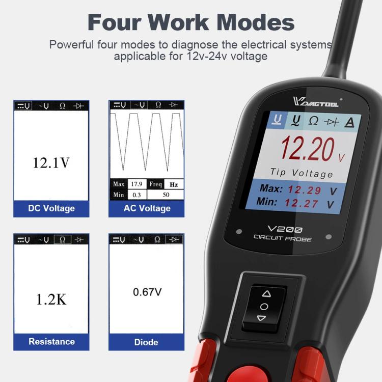 VDIAGTOOL 6-42V Probador Automotriz Detección de Voltaje