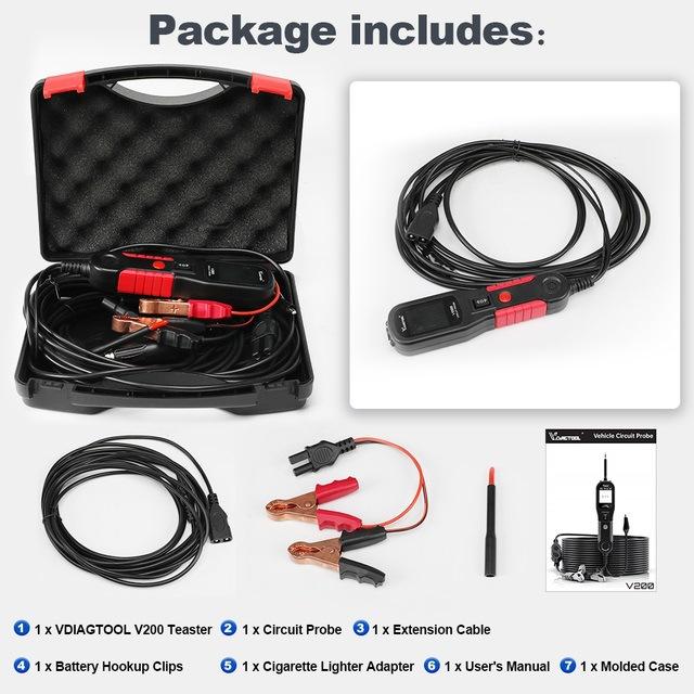 VDIAGTOOL 6-42V Probador Automotriz Detección de Voltaje