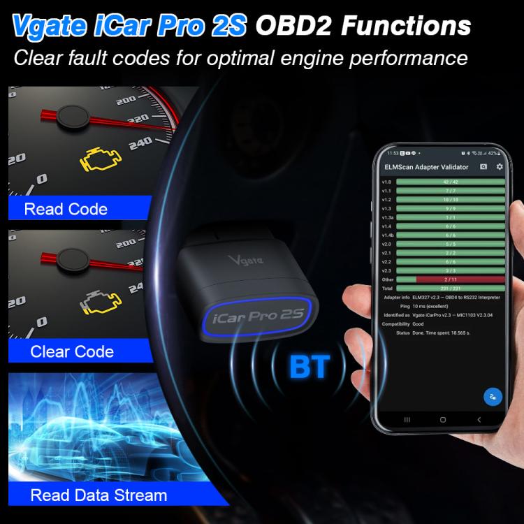 Vgate 3Mbps Sleep Wireless Wake Up OBD2 Bluetooth 5.3