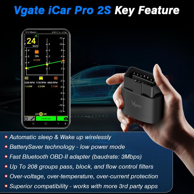 Vgate 3Mbps Sleep Wireless Wake Up OBD2 Bluetooth 5.3