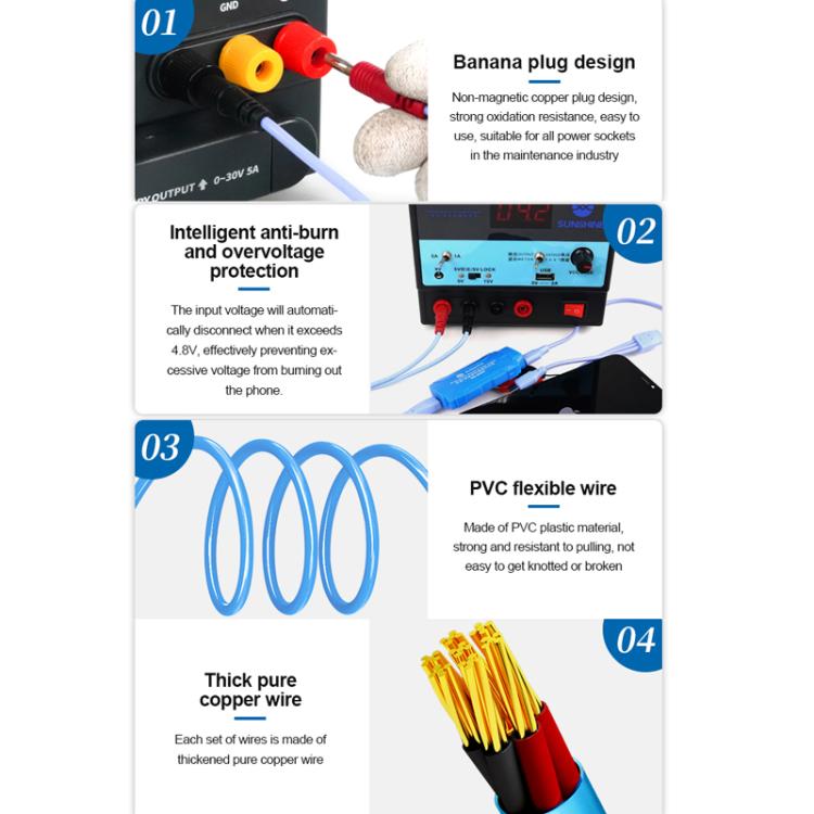 TechFix PTC01 Cables Prueba Reparación Móviles Conector Cobre