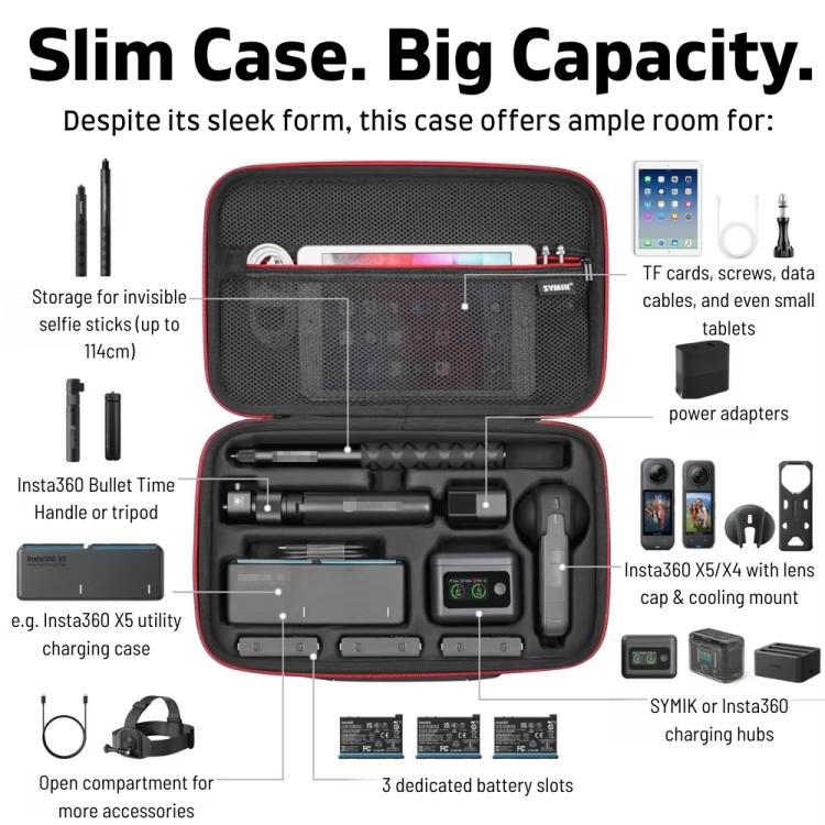 SYMIK Insta360 X5 X4 Funda De Transporte 2 En 1 Para Cámara