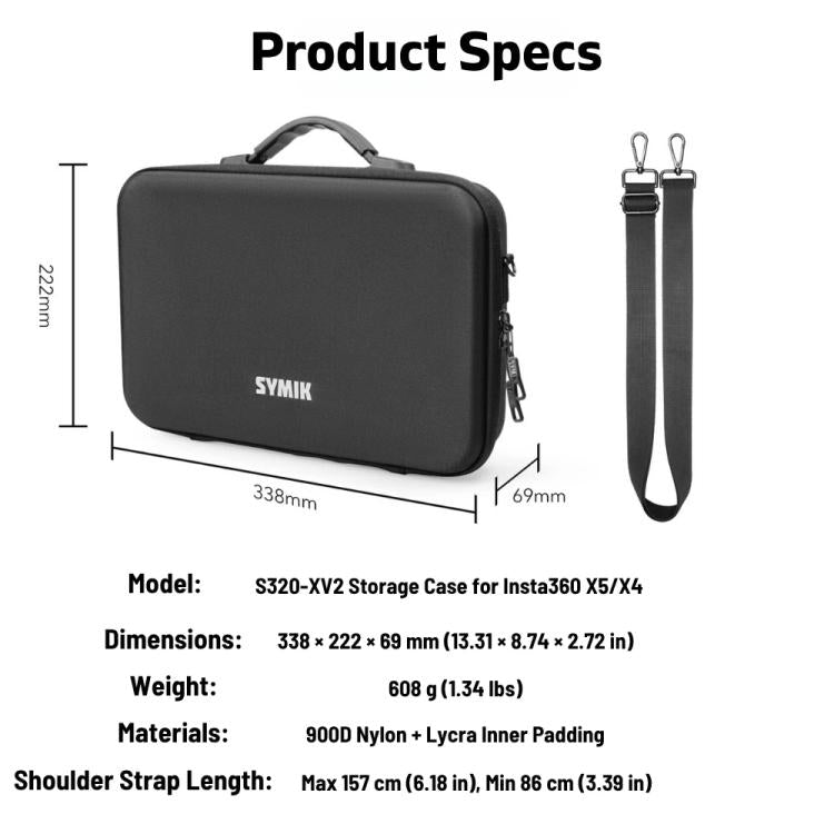 SYMIK Insta360 X5 X4 Funda De Transporte 2 En 1 Para Cámara
