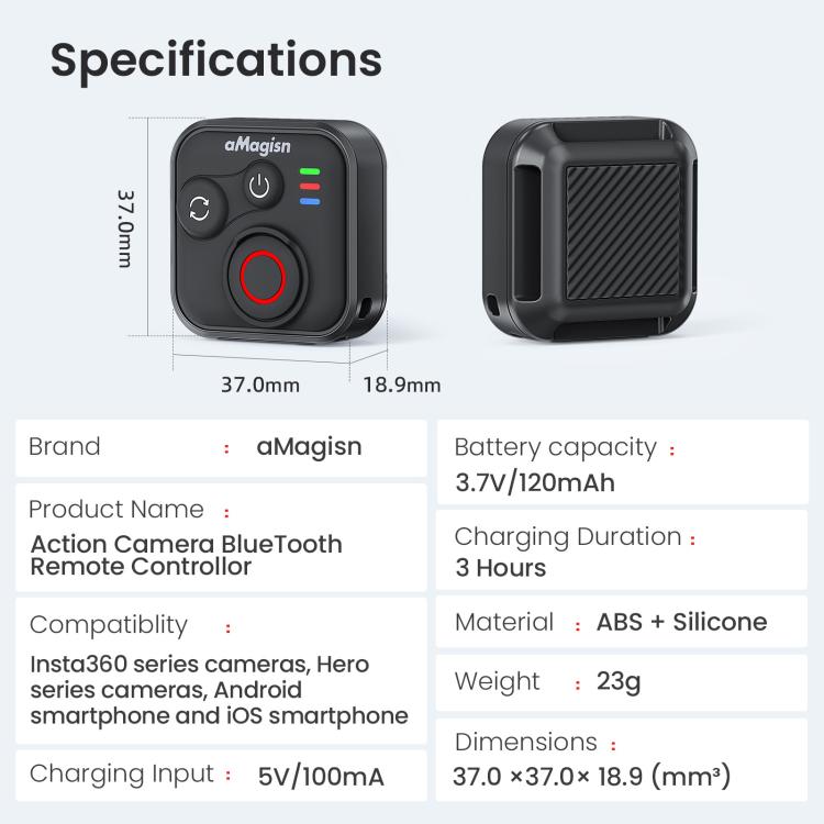 AMagisn Remoto Bluetooth 50m Para Insta360 GoPro Cámaras