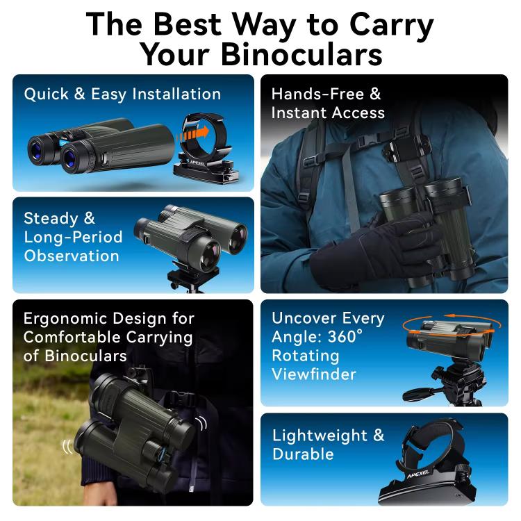 APEXEL BinoClamp Pro Montaje Binoculares 360 Grados