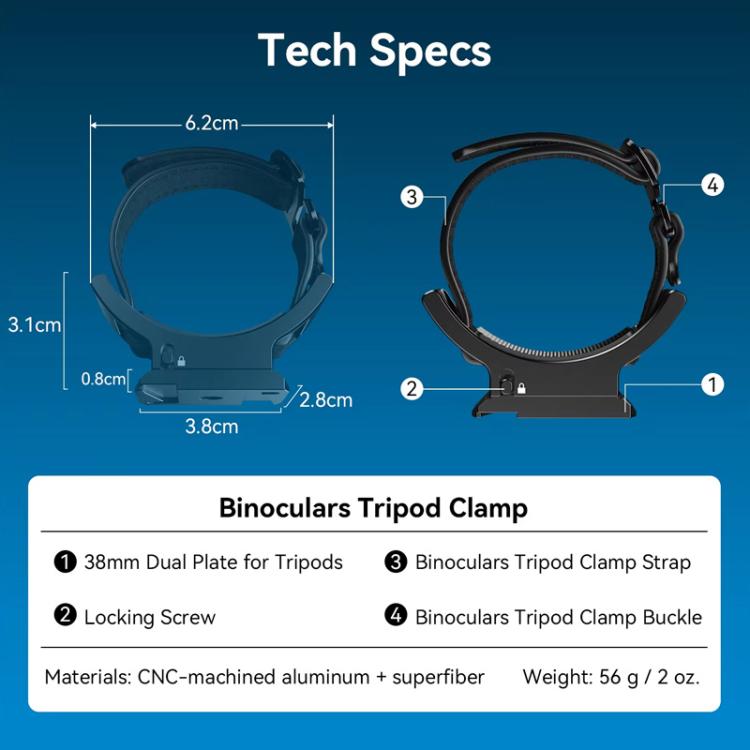 APEXEL BinoClamp Pro Montaje Binoculares 360 Grados