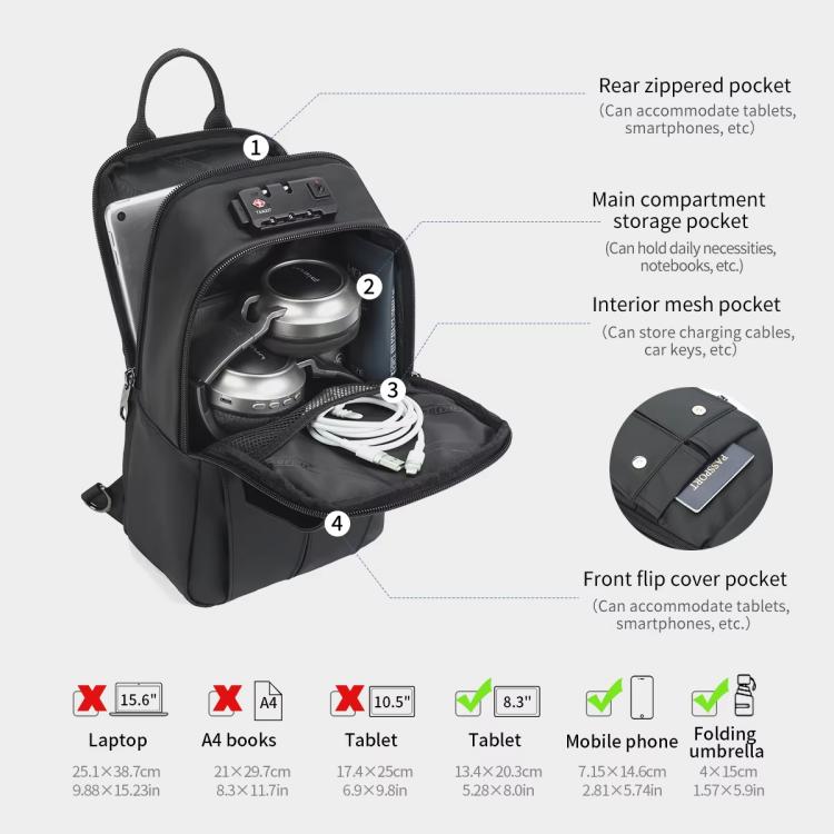 Tigernu TSA007 Antirrobo Bolsa Bandolera Para Hombre