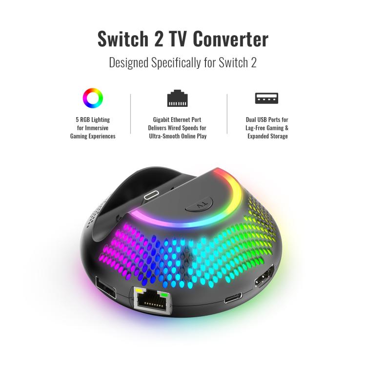 JYS Nintendo Switch 2 4K 60Hz Dock para TV 5In1 Hub Compatible con Switch