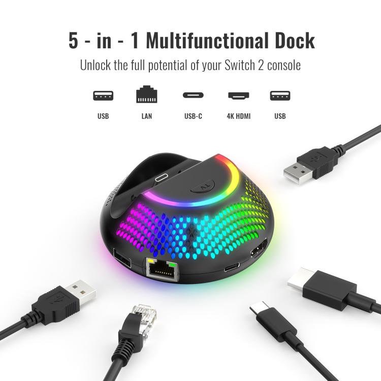 JYS Nintendo Switch 2 4K 60Hz Dock para TV 5In1 Hub Compatible con Switch