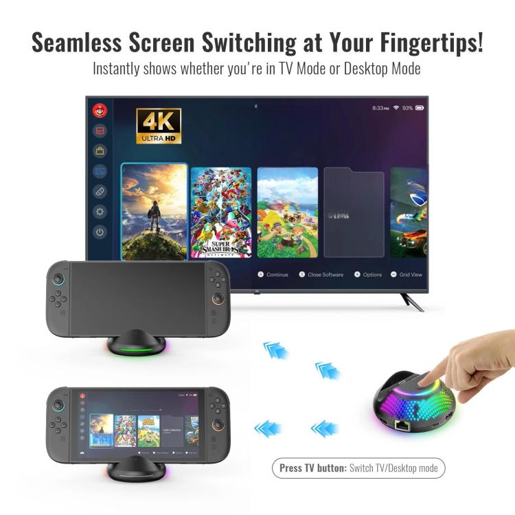 JYS Nintendo Switch 2 4K 60Hz Dock para TV 5In1 Hub Compatible con Switch