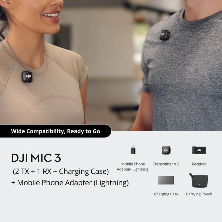 DJI Mic 3 Micrófono Inalámbrico 2TX 1RX para Móvil