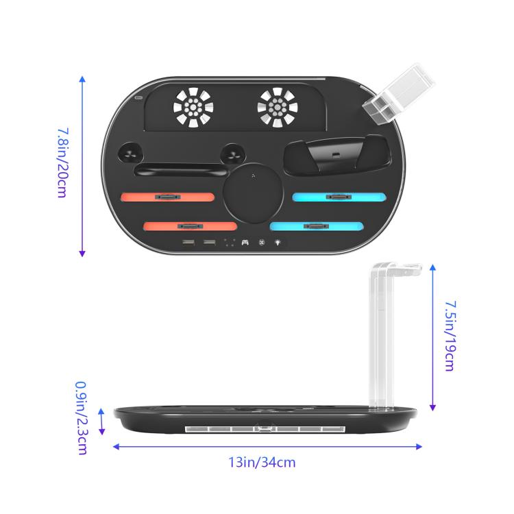 JYS NS2322 Base de Carga Nintendo Switch 2 RGB Iluminada