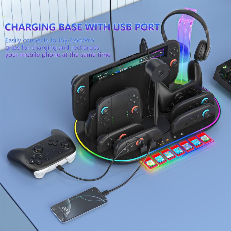 JYS NS2322 Base de Carga Nintendo Switch 2 RGB Iluminada