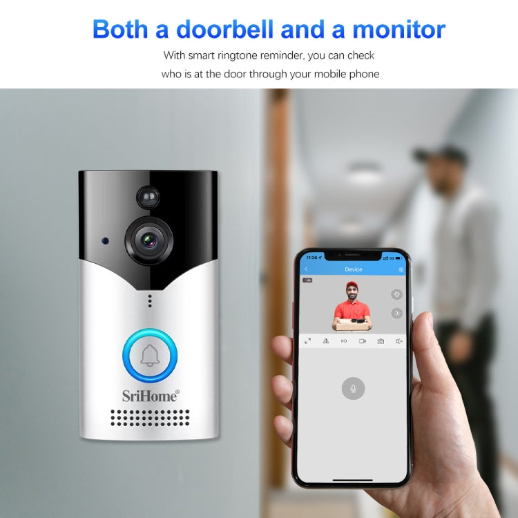 SriHome DH002 Timbre Inteligente con Video WiFi 1080P Hogar Seguro