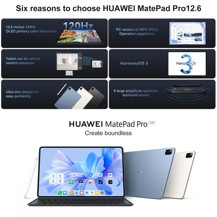 HUAWEI MatePad Pro 12.6 WiFi WGRR-W09 8GB+256GB Pantalla OLED 120Hz