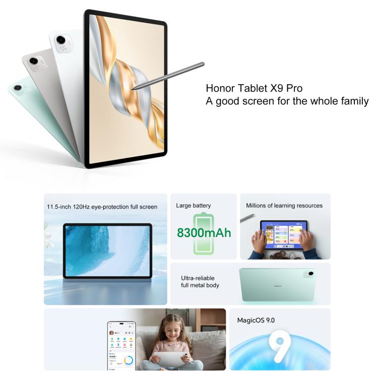 Tableta Honor Pad X9 Pro WiFi de 11,5 pulgadas, 8 GB + 128 GB, MagicOS 9.0, Qualcomm Snapdragon 685 Octa Core, 8GB+128GB