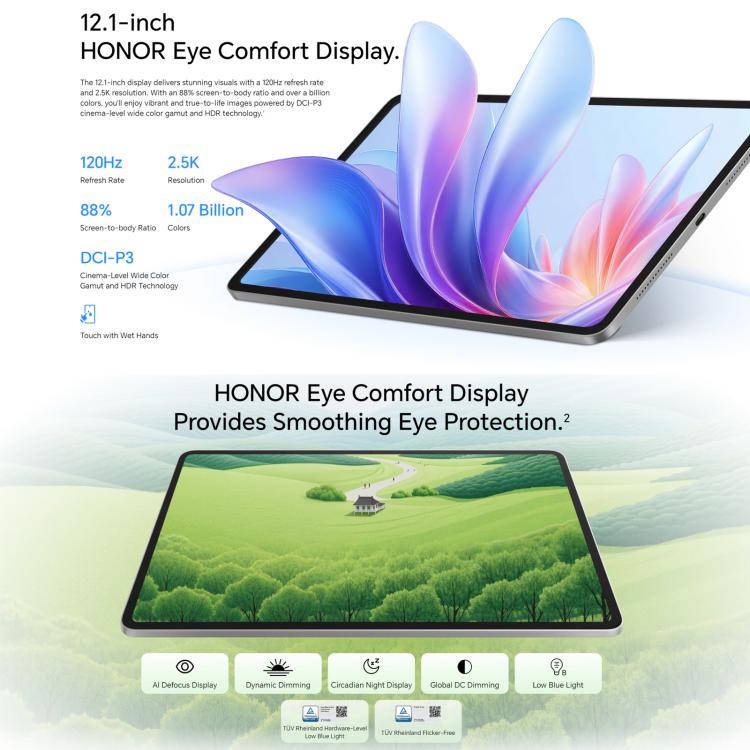Honor Pad 10 Pro Tableta WiFi 12.1 Pulgadas 12GB+512GB Snapdragon 7 Gen3 Pantalla 2560x1600