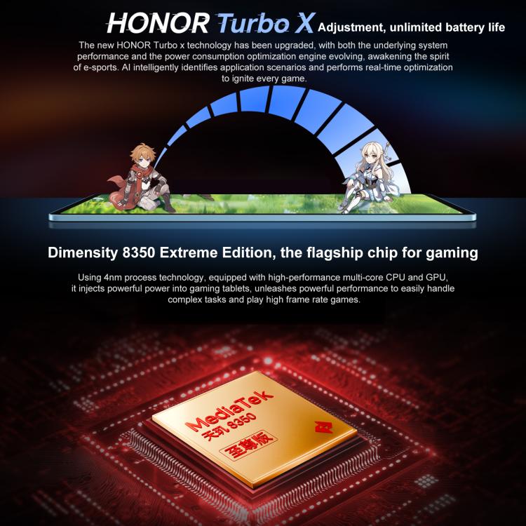 Honor Pad GT WiFi Tablet PC, 11.5 inch 12GB+256GB MagicOS 9.0 Dimensity 8350 Ultra Octa Core, 12GB+256GB