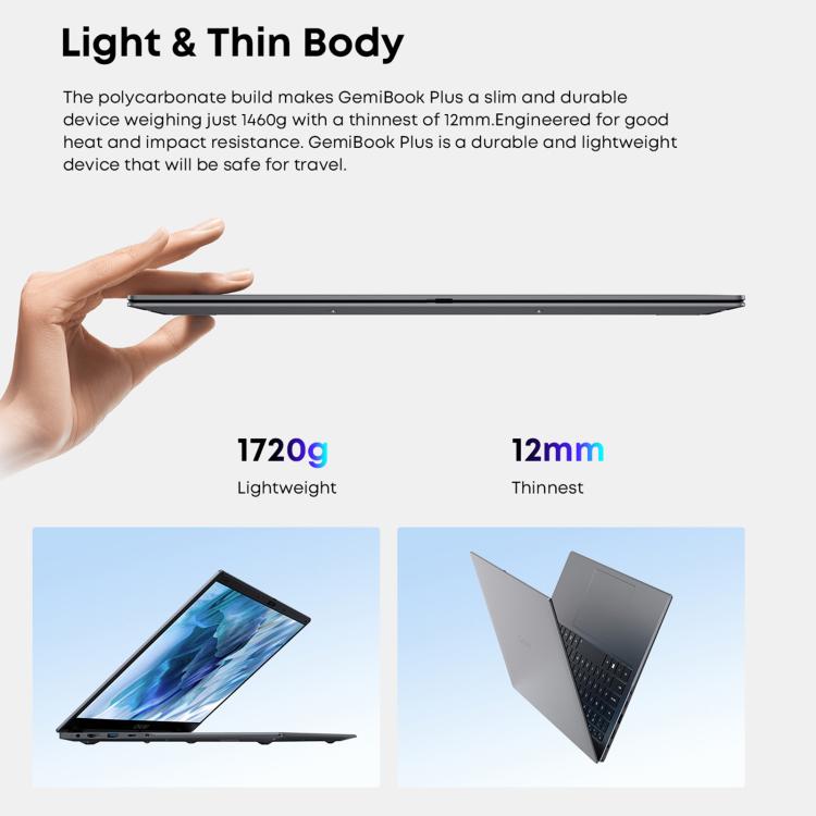 CHUWI GemiBook Plus 15.6 Pulgadas Laptop 8GB+256GB Intel N100 Windows 11 Wi-Fi 6