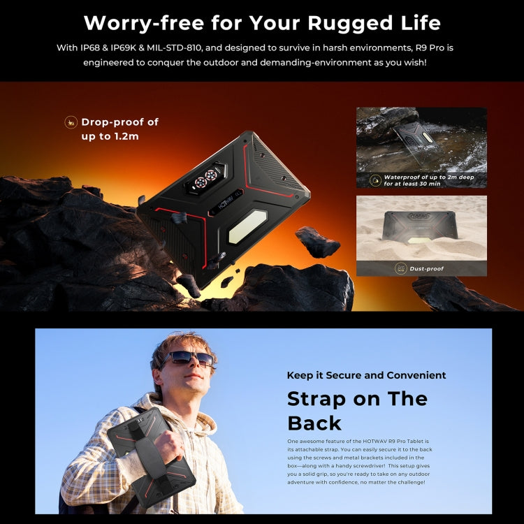 HOTWAV Tab R9 Pro Tableta IP68 6GB+256GB 4G Android 14 by HOTWAV