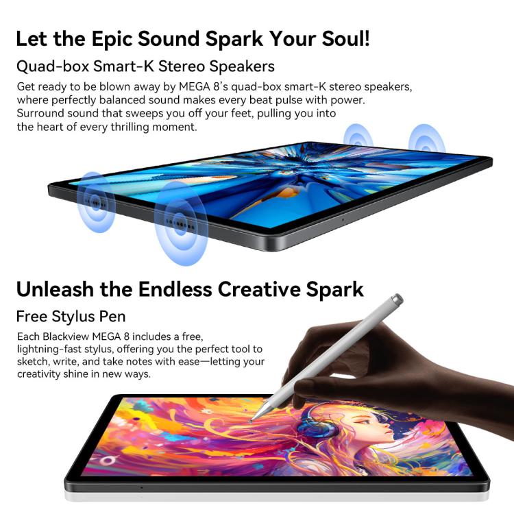 Blackview MEGA 8 Tableta 12GB+256GB 13 Pulgadas 4G Versión Global by Blackview