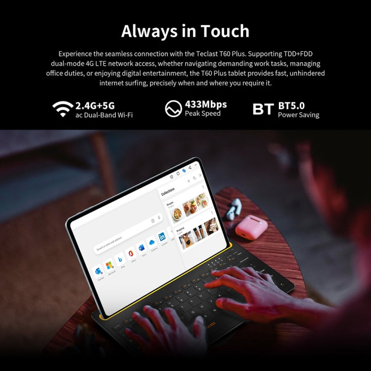 Tableta PC Teclast T60 Plus 4G LTE, 6 GB + 128 GB, 12 pulgadas, Android 14, MediaTek Helio G88 Octa Core, compatible con doble SIM, T60 Plus