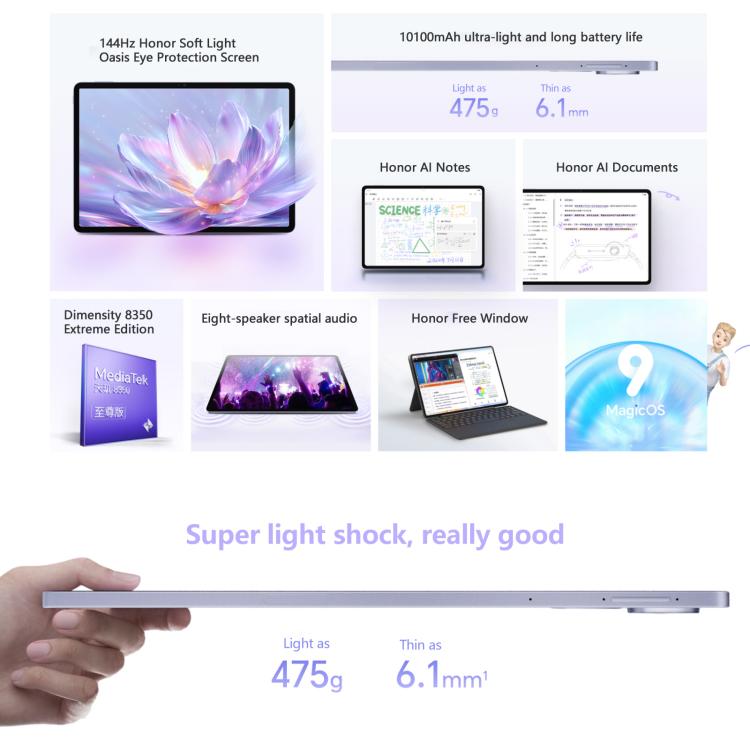 Tableta Honor Pad V9 WiFi de 11,5 pulgadas, 8 GB + 128 GB, MagicOS 9.0, Dimensity 8350 Ultra Octa Core, 8GB+128GB