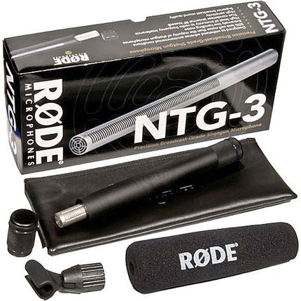 RODE NTG3 Micrófono Shotgun Resistente a la Humedad con Boompole Graphite
