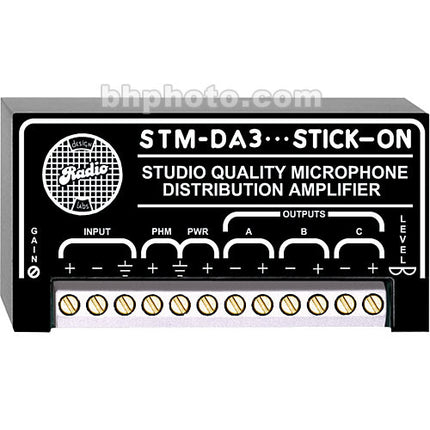 RDL STM-DA3 Amplificador de Distribución 1 a 3 Micrófonos Nivel Bajo Ruido 24 VDC