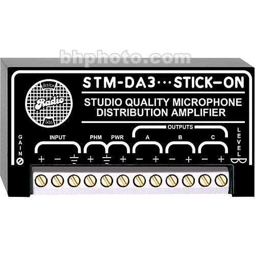 RDL STM-DA3 Amplificador de Distribución 1 a 3 Micrófonos Nivel Bajo Ruido 24 VDC