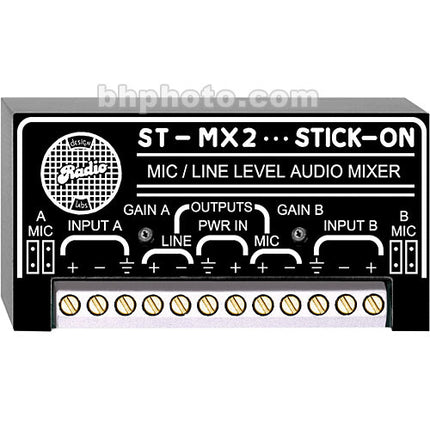 Mezclador de Audio RDL ST-MX2 Dos Canales Entradas Micrófono Línea Outputs Simultáneos