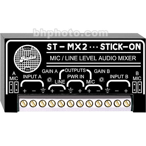 Mezclador de Audio RDL ST-MX2 Dos Canales Entradas Micrófono Línea Outputs Simultáneos