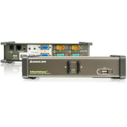 IOGEAR Dual View GCS1742 Switch KVM USB 2 Puertos Soporte Doble Monitor Cable 6ft