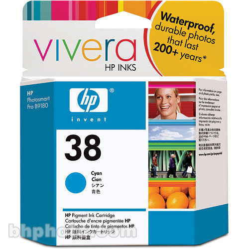 Cartucho de Tinta Cyan HP 38 para Impresoras Photosmart Pro B8850 y B9180