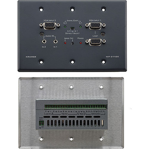 Kramer WP-211DS conmutador de audio y vídeo 2x1 HDTV compatible con placa de pared 3 gang